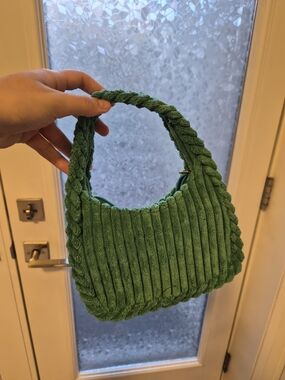 RARE Clio 30th Anniversary Dark Green Plush Shoulder Bag / Satchel